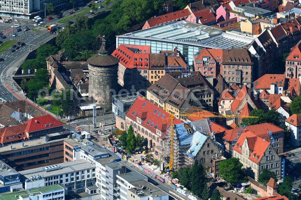 Aerial image Nürnberg - Renovation of the building of the event place Kuenstlerhaus in the district Altstadt - Sankt Lorenz in Nuremberg in the state Bavaria, Germany