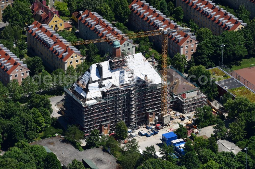 Aerial photograph München - New construction site of the school building of Grundschule on Froettmaninger Strasse in Munich in the state Bavaria, Germany