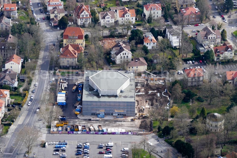 Aerial image Göttingen - Renovation of the building of the indoor arena Stadthalle in Goettingen in the state Lower Saxony, Germany