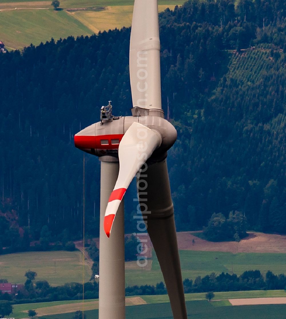 Aerial image Fischerbach - Construction site for wind turbine installation Am Nillskopf Brandenkopf in Schwarzwald in Fischerbach in the state Baden-Wurttemberg, Germany