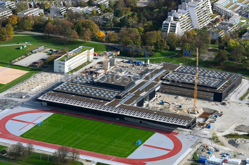 Aerial image München - Construction site for the new sports hall Zentraler Hochschulsport (ZHS) in Munich in the state Bavaria, Germany