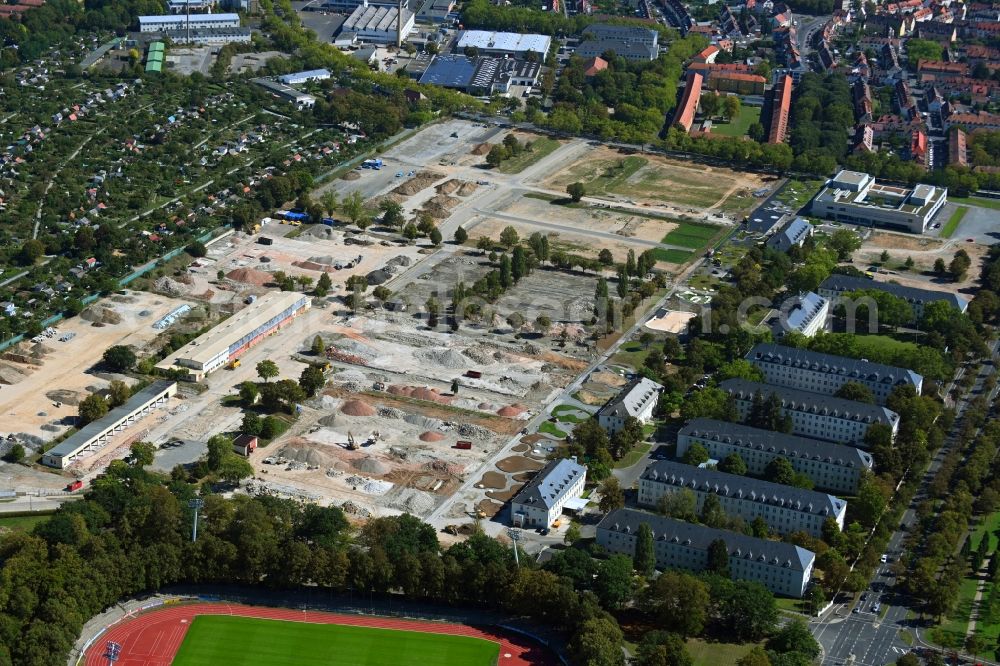 Aerial photograph Schweinfurt - Conversion-Construction site for the renovation and conversion of the building complex of the former military barracks Ledward Barracks in Schweinfurt in the state Bavaria, Germany