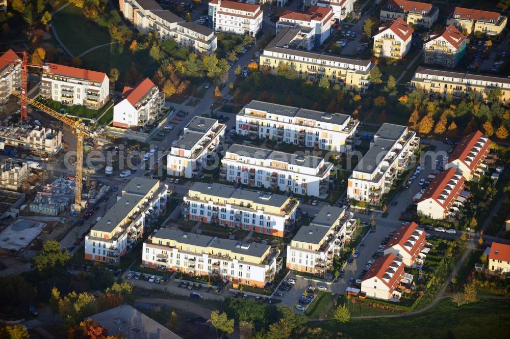 Aerial photograph Glienicke / Nordbahn - Construction sites for new construction of multi-family and terraced houses - new buildings in the residential area of ??the NCC GmbH in Germany in Brandenburg Glienicke