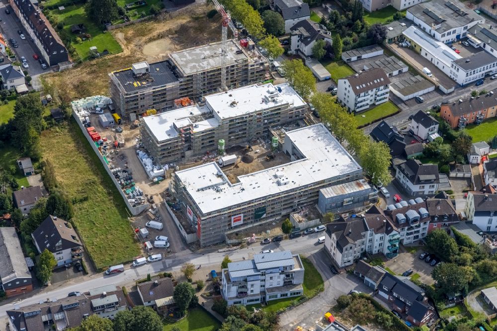 Aerial image Gevelsberg - Construction site for City Quarters Building of Feverquartier on Feverstrasse - Feldstrasse in Gevelsberg in the state North Rhine-Westphalia, Germany