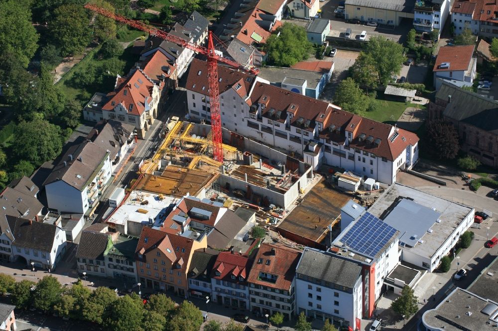 Aerial image Schopfheim - Construction site for City Quarters Building Uehlin-Areal with housing and Commercial Units in Schopfheim in the state Baden-Wurttemberg, Germany