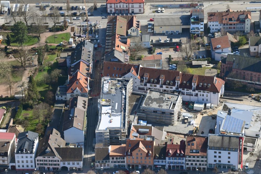Aerial image Schopfheim - Construction site for City Quarters Building Uehlin-Areal with housing and Commercial Units in Schopfheim in the state Baden-Wurttemberg, Germany