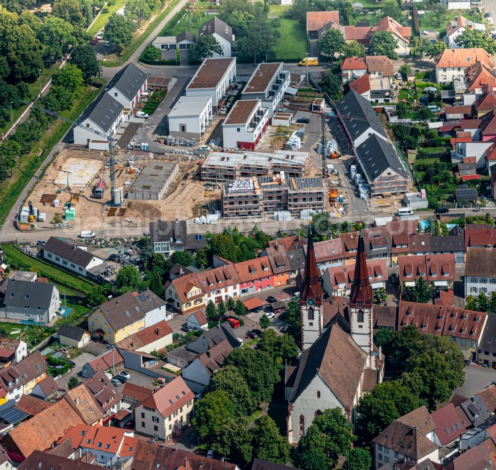 Aerial image Kenzingen - Construction site for City Quarters Building in Kenzingen in the state Baden-Wuerttemberg, Germany