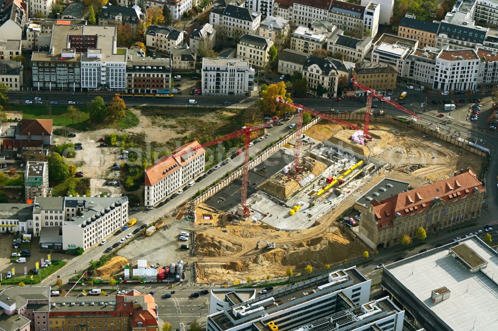 Aerial photograph Leipzig - Construction site for City Quarters Building Krystallpalast-Areal on street Hofmeisterstrasse in Leipzig in the state Saxony, Germany