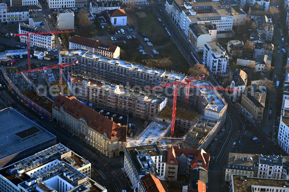 Aerial image Leipzig - Construction site for City Quarters Building Krystallpalast-Areal on street Hofmeisterstrasse in the district Zentrum in Leipzig in the state Saxony, Germany