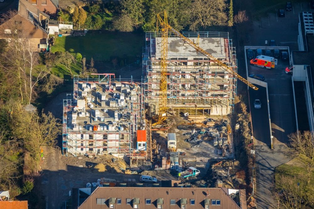 Aerial photograph Hamm - Construction site for City Quarters Building Park-Quartier Hoevel next to the St. Josef-Krankenhaus on Hohenhoeveler Strasse in the district Bockum-Hoevel in Hamm in the state North Rhine-Westphalia, Germany