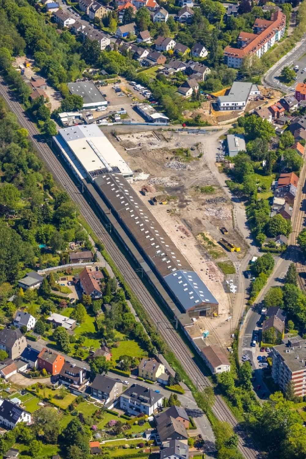 Dortmund from above - Construction site for City Quarters Building with living space for students of the Alte Gleisfabrik project on Krueckenweg in the district Krueckenweg in Dortmund at Ruhrgebiet in the state North Rhine-Westphalia, Germany
