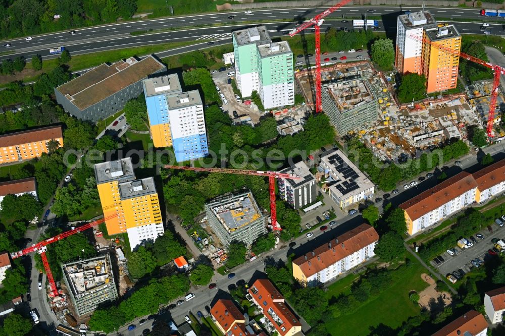 Erlangen from the bird's eye view: Construction site for City Quarters Building Quartier Isarring on the Isar road in Erlangen in the state Bavaria, Germany