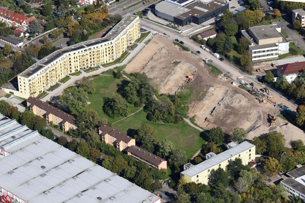 Freiburg im Breisgau from the bird's eye view: Construction site for City Quarters Building Schildacker in the districs Haslach and St. Georgen in Freiburg im Breisgau in the state Baden-Wurttemberg, Germany