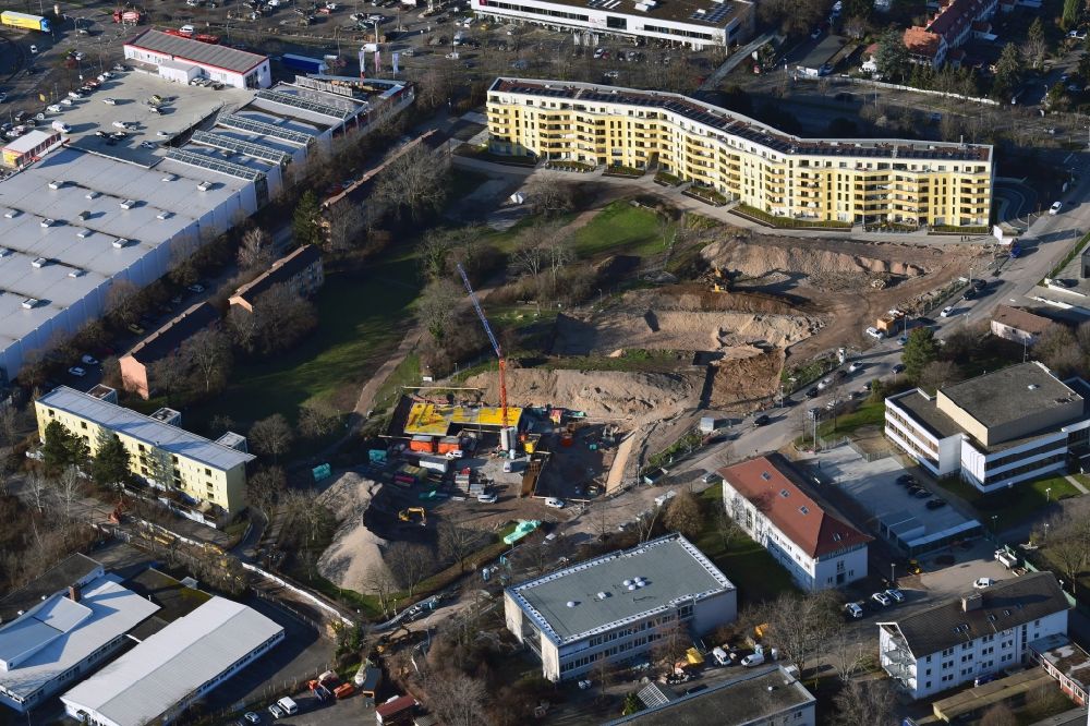 Aerial photograph Freiburg im Breisgau - Construction site for city quarters buildings Schildacker in the districs Haslach and St. Georgen in Freiburg im Breisgau in the state Baden-Wurttemberg, Germany