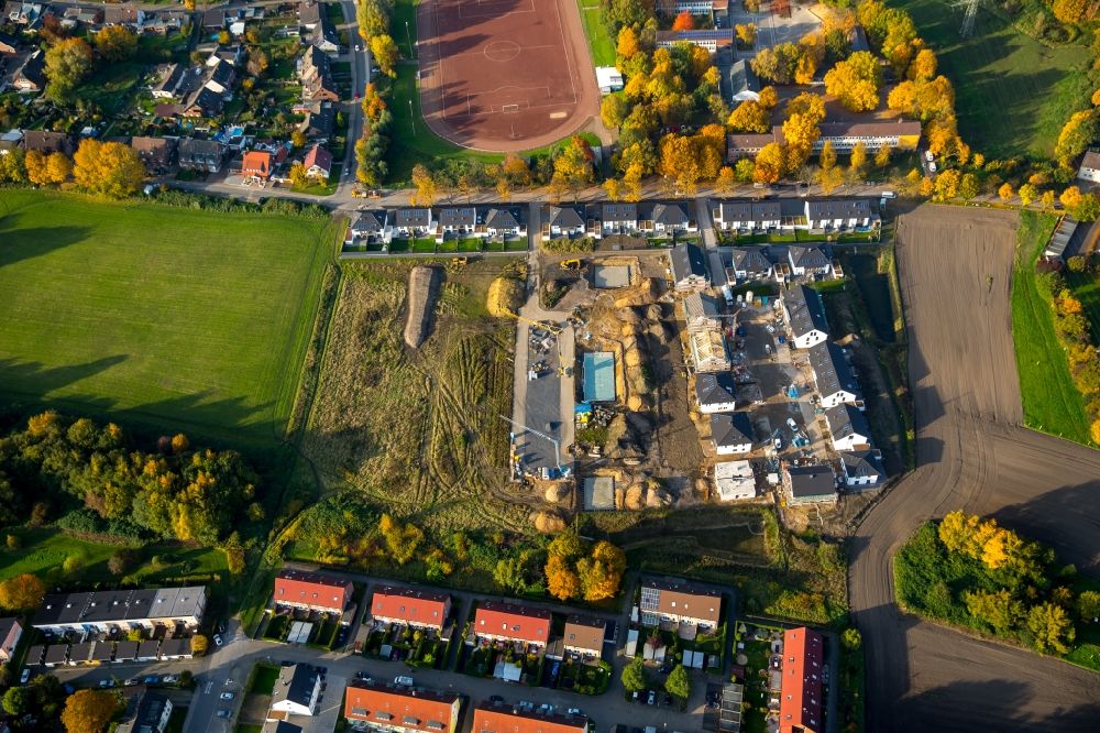 Aerial photograph Beckhausen - Construction sites for new construction residential area of detached housing estate on Albert-Schweitzer-Strasse in Beckhausen in the state of North Rhine-Westphalia