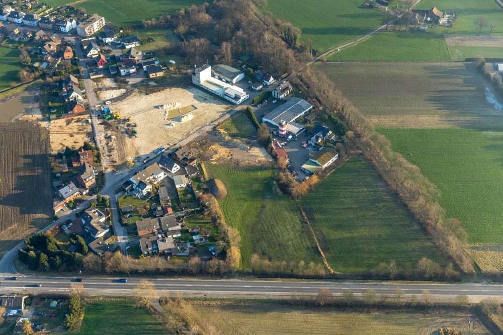 Aerial image Dorsten - Construction sites for new construction residential area of detached housing estate Auf dem Beerenkamp - Schwickingsfeld in Dorsten in the state North Rhine-Westphalia, Germany