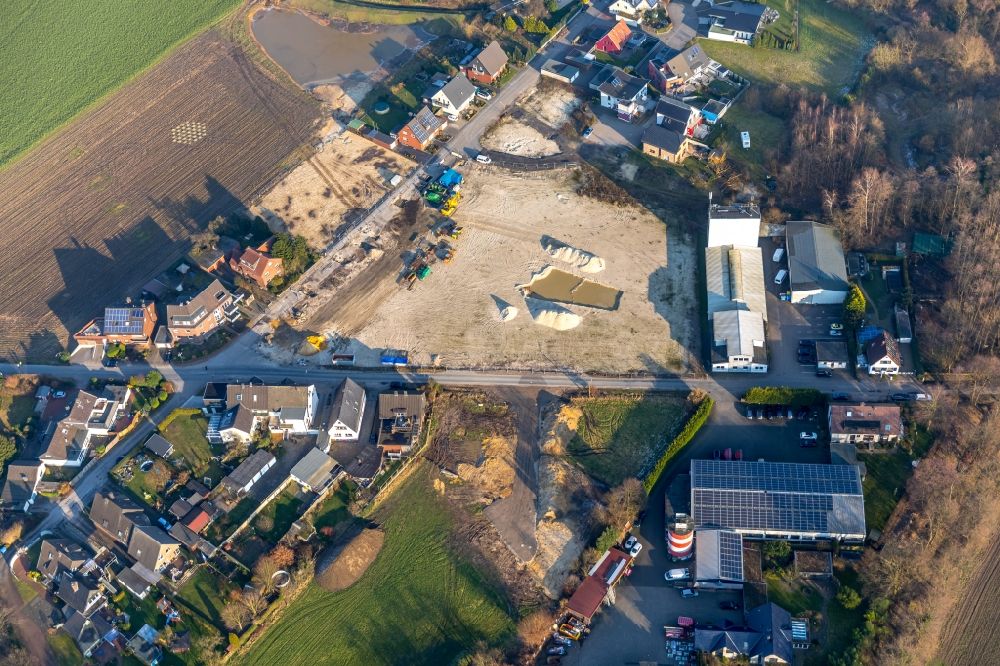 Aerial photograph Dorsten - Construction sites for new construction residential area of detached housing estate Auf dem Beerenkamp - Schwickingsfeld in Dorsten in the state North Rhine-Westphalia, Germany