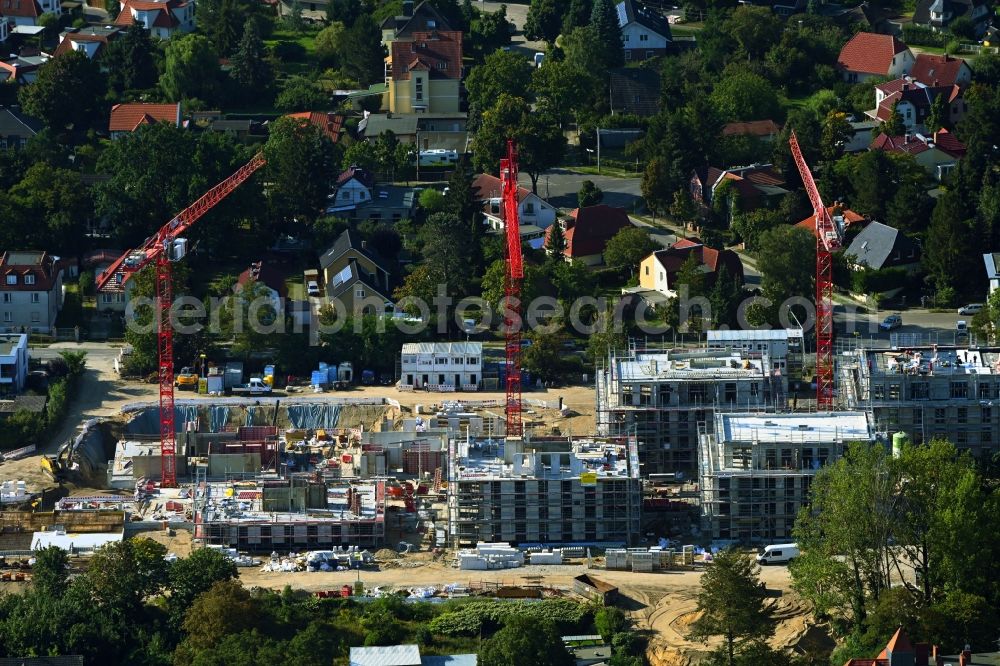 Berlin from above - Construction sites for new construction residential area of detached housing estate in the district Altglienicke in Berlin, Germany