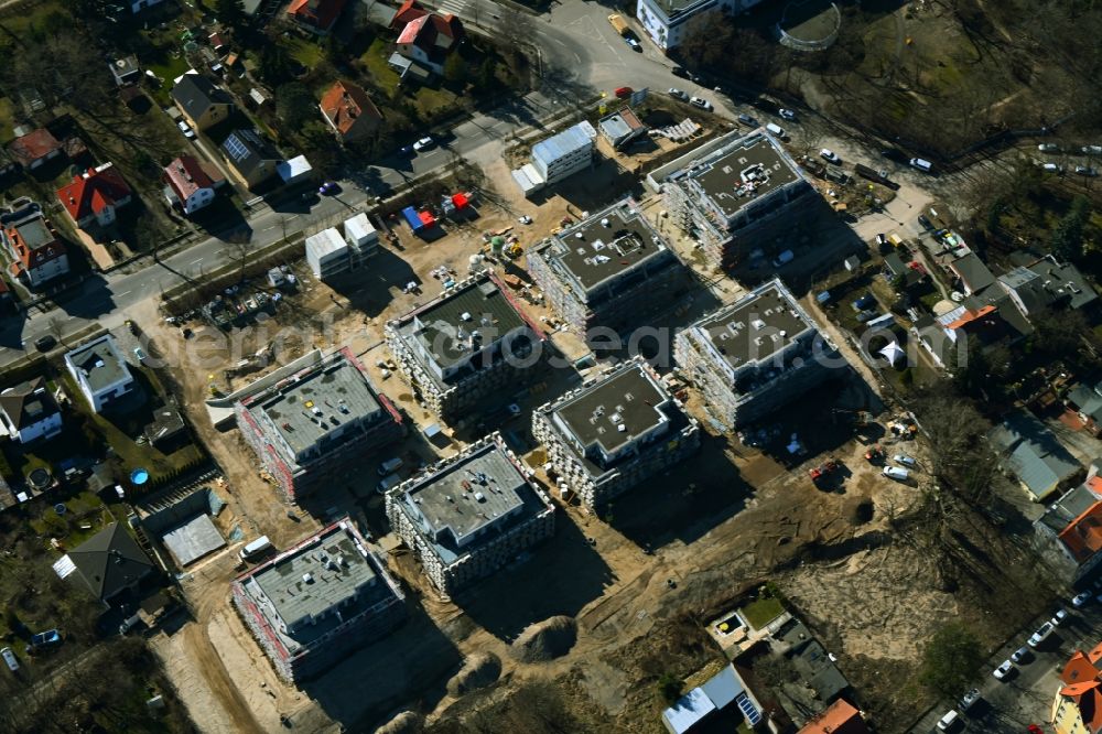 Berlin from above - Construction sites for new construction residential area of detached housing estate in the district Altglienicke in Berlin, Germany