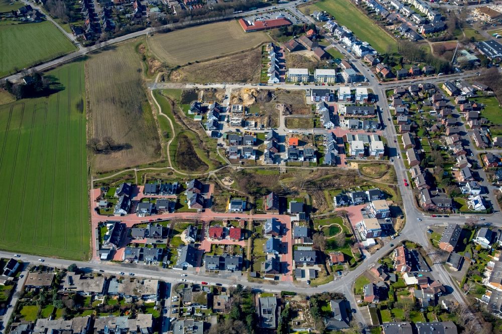 Aerial image Bottrop - Construction sites for new construction residential, Schultenkamp, a single-family settlement on Kirchhellener ring and Hack Furth Road in Bottrop in North Rhine-Westphalia