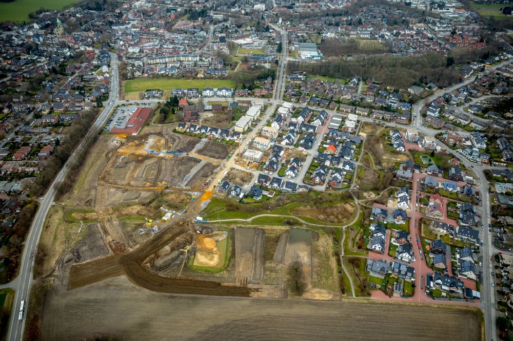 Bottrop from the bird's eye view: Construction sites for new construction residential, Schultenkamp, a single-family settlement on Kirchhellener ring and Hack Furth Road in the district Kirchhellen in Bottrop in North Rhine-Westphalia