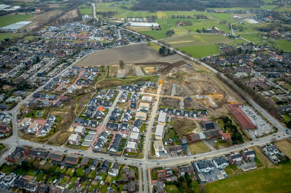 Bottrop from above - Construction sites for new construction residential, Schultenkamp, a single-family settlement on Kirchhellener ring and Hack Furth Road in the district Kirchhellen in Bottrop in North Rhine-Westphalia