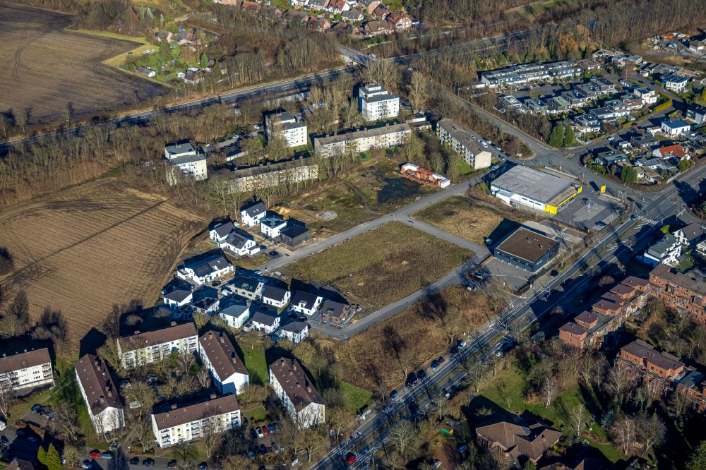 Aerial photograph Castrop-Rauxel - Construction sites for new construction residential area of detached housing estate on the former colliery area on street Pallasstrasse in the district Rauxel in Castrop-Rauxel at Ruhrgebiet in the state North Rhine-Westphalia, Germany