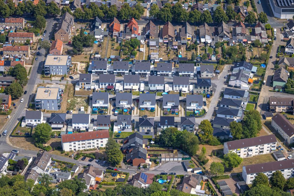 Aerial image Hamm - Construction sites for new construction residential area of detached housing estate along the Erich-Polkaehn-Strasse in Hamm in the state North Rhine-Westphalia, Germany