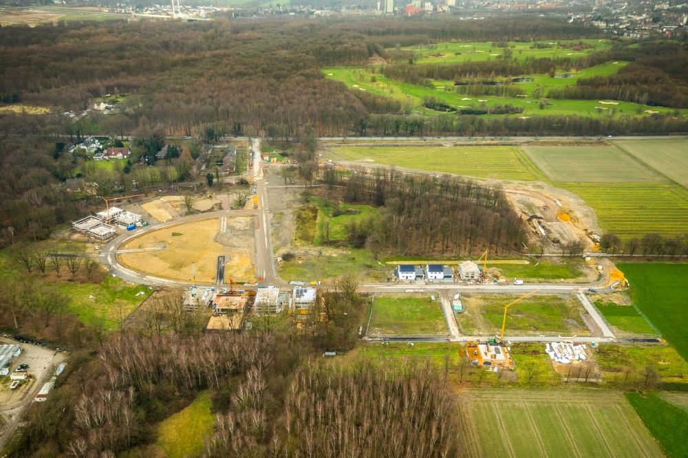 Aerial photograph Gelsenkirchen - Construction sites for new construction residential area of detached housing estate along the Westerholter Strasse in Gelsenkirchen in the state North Rhine-Westphalia, Germany