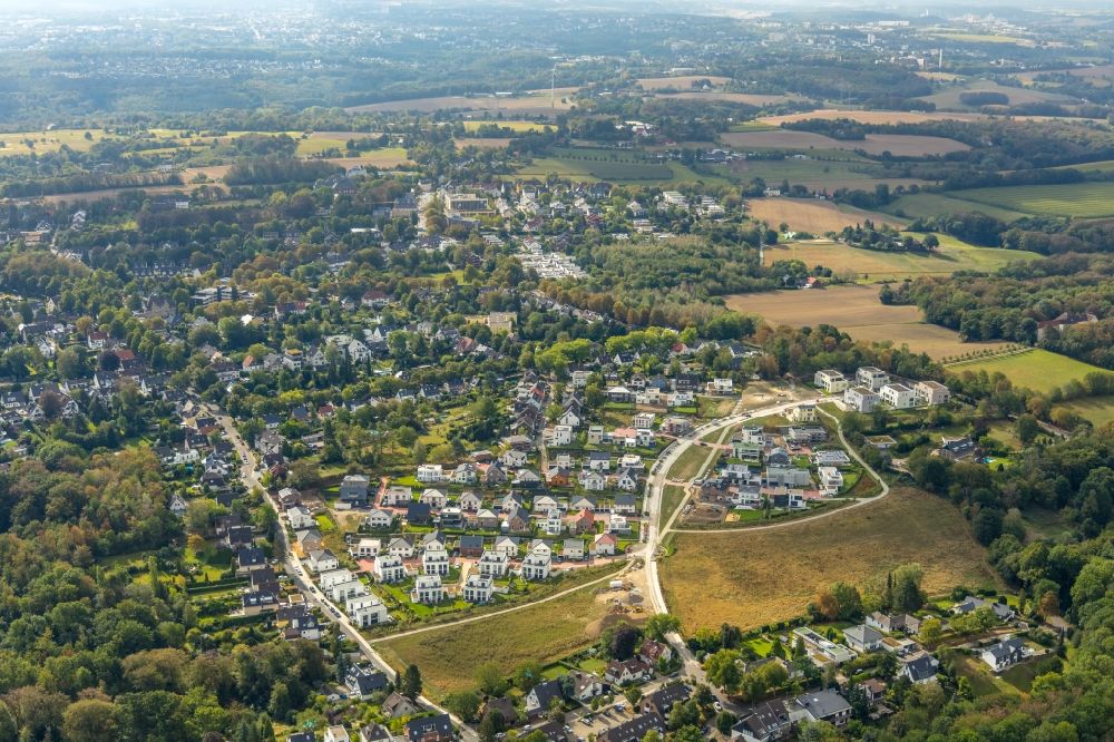 Aerial image Essen - Construction sites for new construction residential area of detached housing estate Gruene Harfe on Barkhover Feldweg in Essen in the state North Rhine-Westphalia, Germany