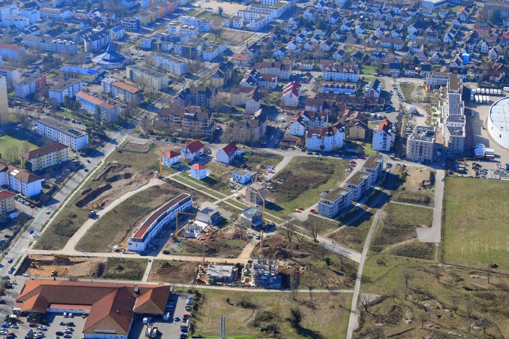 Weil am Rhein from the bird's eye view: Construction sites for new construction residential area of detached housing estate Hohe Strasse in Weil am Rhein in the state Baden-Wuerttemberg, Germany