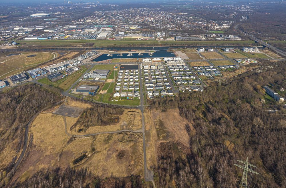Aerial photograph Gelsenkirchen - Construction sites for new construction residential area of detached housing estate on Johannes-Rau-Allee in Gelsenkirchen in the state North Rhine-Westphalia, Germany