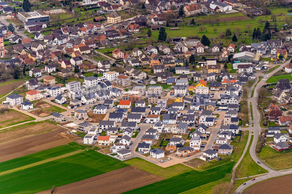 Aerial photograph Rheinhausen - Construction sites for new construction residential area of detached housing estate on street Keltenweg in Rheinhausen in the state Baden-Wuerttemberg, Germany