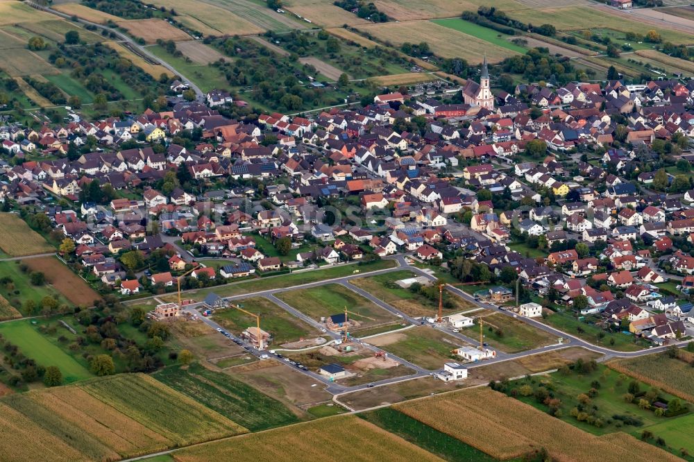Aerial photograph Kappel-Grafenhausen - Construction sites for new construction residential area of detached housing estate in Suedwesten in Kappel-Grafenhausen in the state Baden-Wuerttemberg, Germany