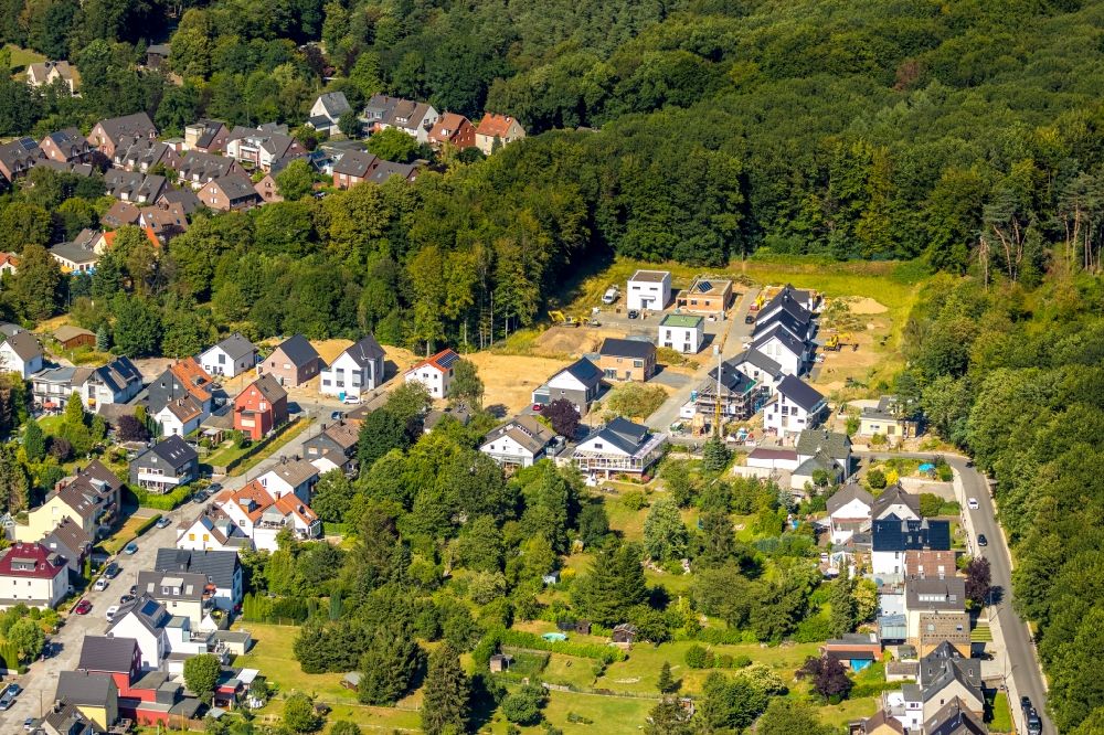 Witten from the bird's eye view: Construction sites for new construction residential area of detached housing estate on Waldstrasse in Witten in the state North Rhine-Westphalia, Germany