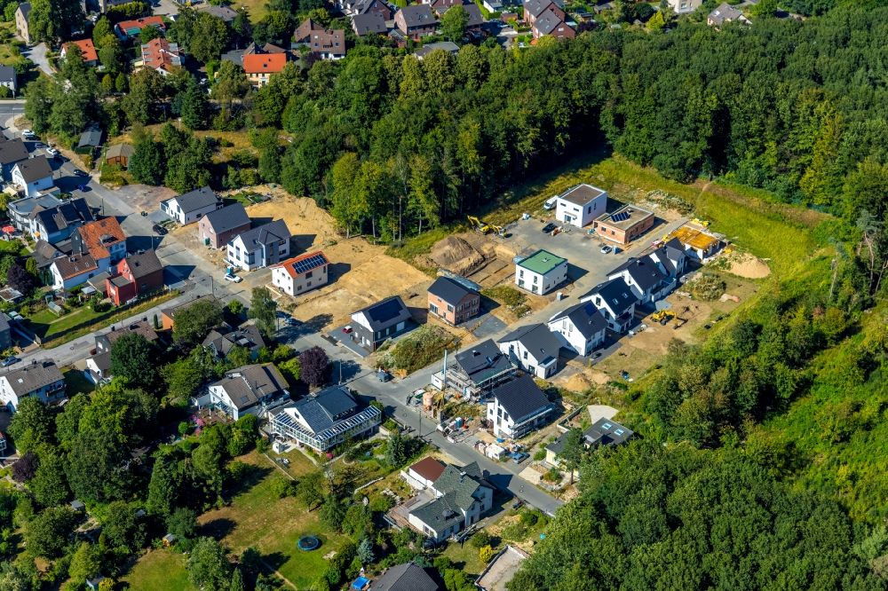Aerial image Witten - Construction sites for new construction residential area of detached housing estate on Waldstrasse in Witten in the state North Rhine-Westphalia, Germany