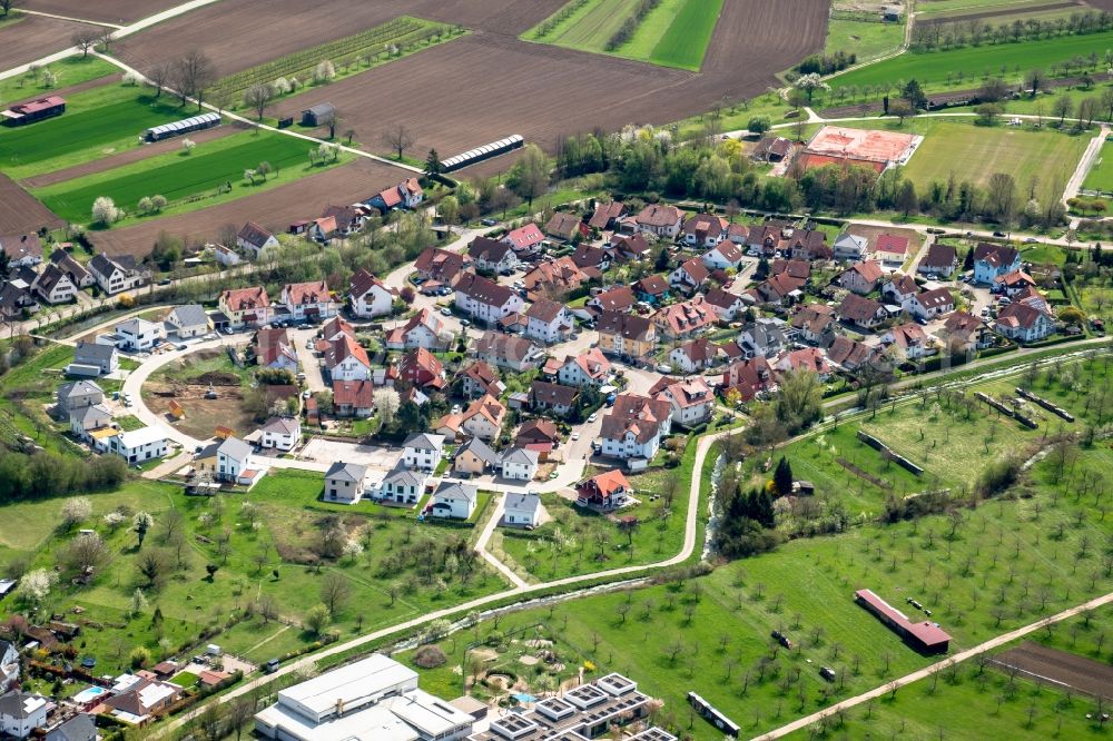 Weisweil from above - Construction sites for new construction residential area of detached housing estate Weisweil in Weisweil in the state Baden-Wuerttemberg, Germany
