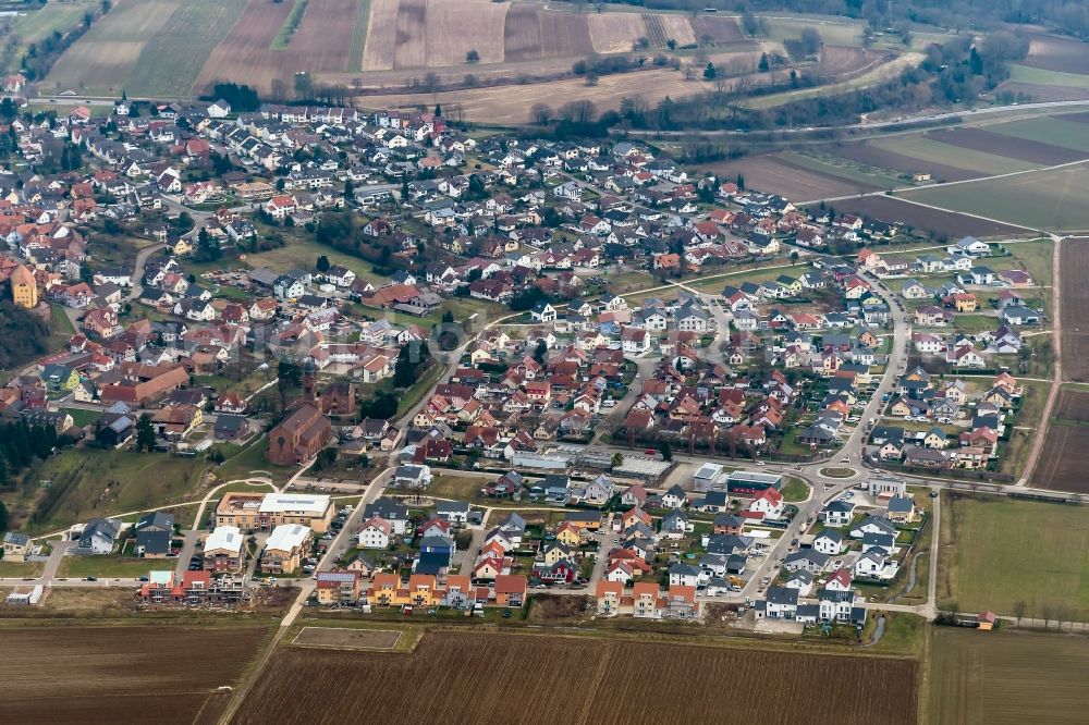 Aerial photograph Mahlberg - Construction sites for new construction residential area of detached housing estate West in Mahlberg in the state Baden-Wuerttemberg, Germany