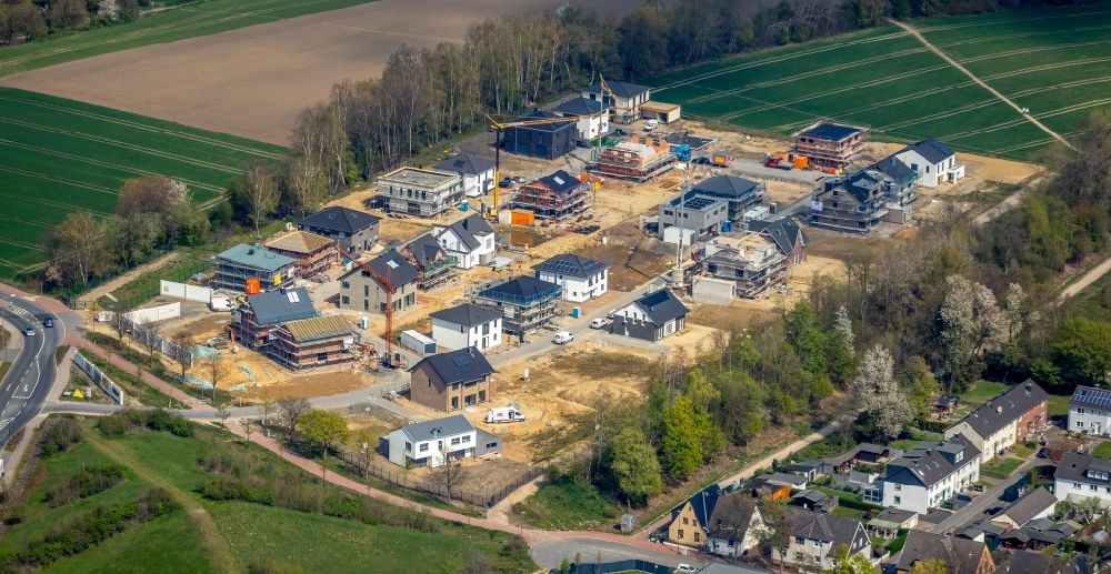 Aerial photograph Bochum - Construction sites for new construction residential area of detached housing estate Wohnpark Hiltrop on Marie-Luise-Tanski-Strasse in the district Hiltrop in Bochum in the state North Rhine-Westphalia, Germany