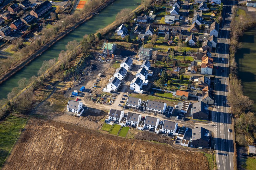 Aerial photograph Hamm - Construction sites for new construction residential area of detached housing estate Friedrichsfeld on the Lippestrasse in the district Mark in Hamm at Ruhrgebiet in the state North Rhine-Westphalia, Germany