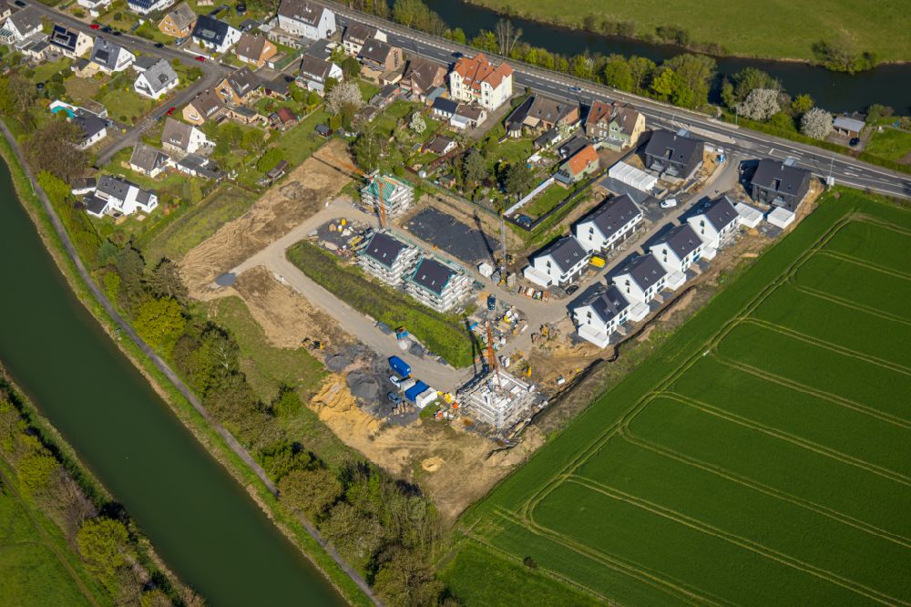 Aerial image Hamm - Construction sites for new construction residential area Friedrichsfeld of detached housing estate Im Fuchswinkel - Lippestrasse in the district Heessen in Hamm at Ruhrgebiet in the state North Rhine-Westphalia, Germany