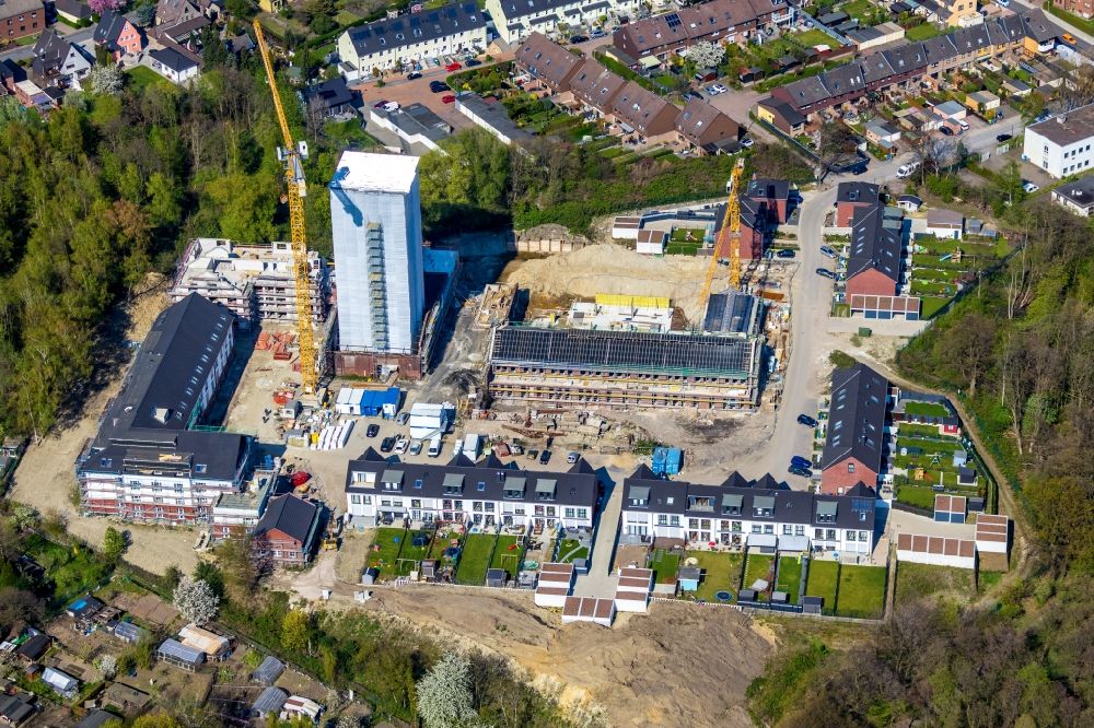 Aerial image Oberhausen - Construction sites and development area for a new residential estate on site of the former mining pit and mine shaft IV of the Zeche Osterfeld in Oberhausen in the state of North Rhine-Westphalia