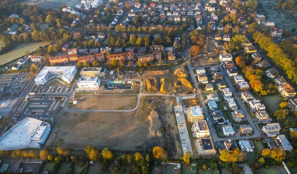 Hamm from the bird's eye view: Construction sites for the new residential area of a multi-family housing estate in Hamm in the state of North Rhine-Westphalia