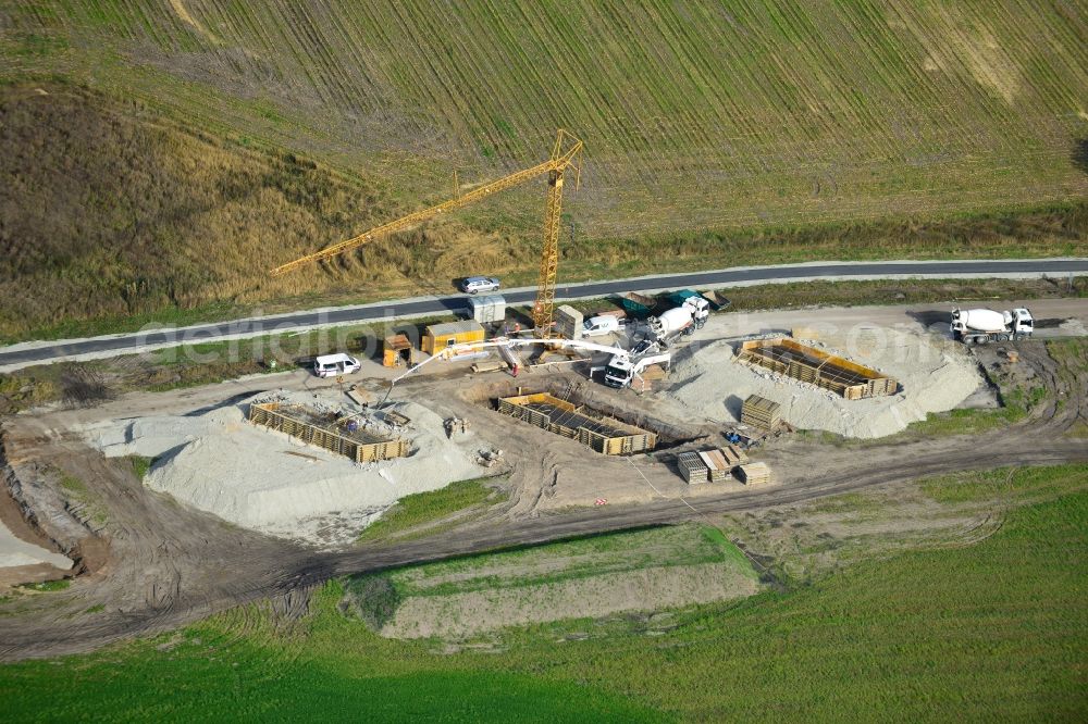 Steinhagen from above - View of construction sites of bridge structures, thus the Autobahn A 33 can be extended at the Bielefeld cross