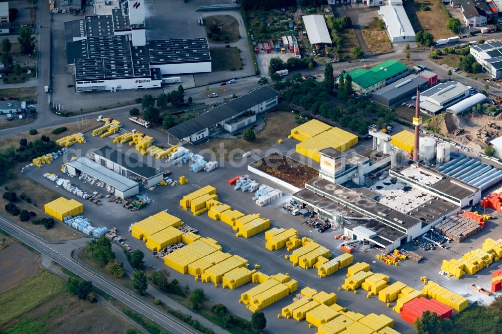 Aerial image Malsch - Building Materials and logistics center on Daimlerstrasse in Malsch in the state Baden-Wuerttemberg, Germany