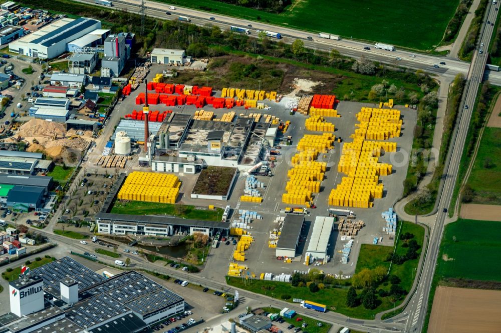 Malsch from the bird's eye view: Building Materials and logistics center on Daimlerstrasse in Malsch in the state Baden-Wuerttemberg, Germany