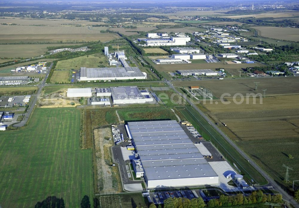 Aerial photograph Sülzetal - Building Materials and logistics center SGBD Deutschland GmbH on Bielefelder Strasse in Suelzetal in the state Saxony-Anhalt, Germany