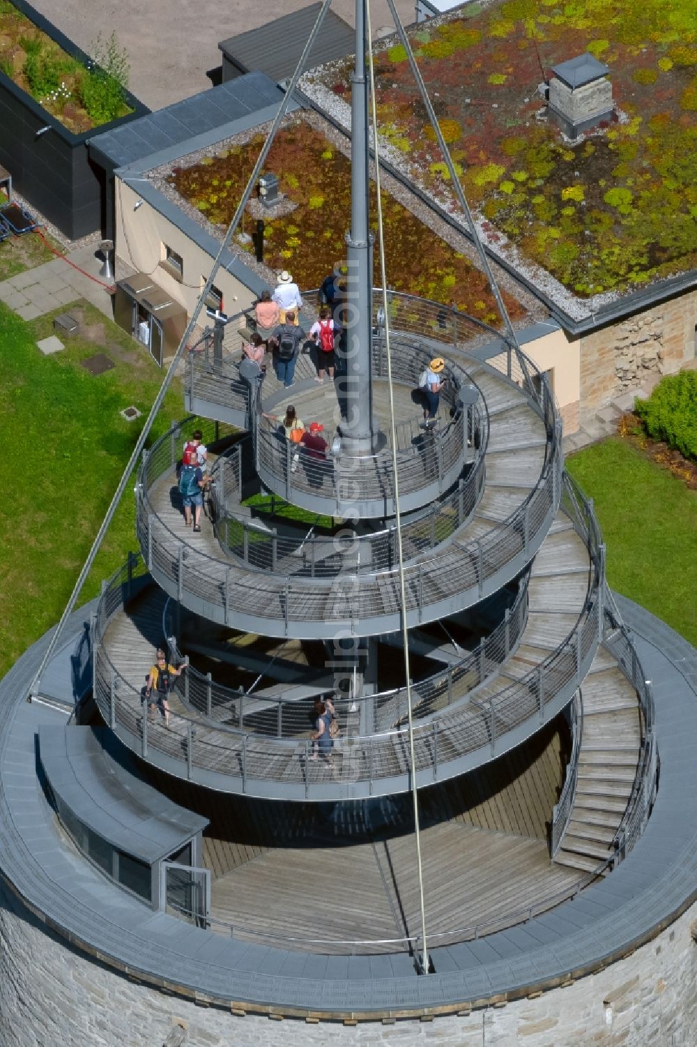 Erfurt from above - Structure of the observation tower Aussichtsturm Egapark on the premises of the BUGA 2021 in the egapark in the district Bruehlervorstadt in Erfurt in the state Thuringia, Germany