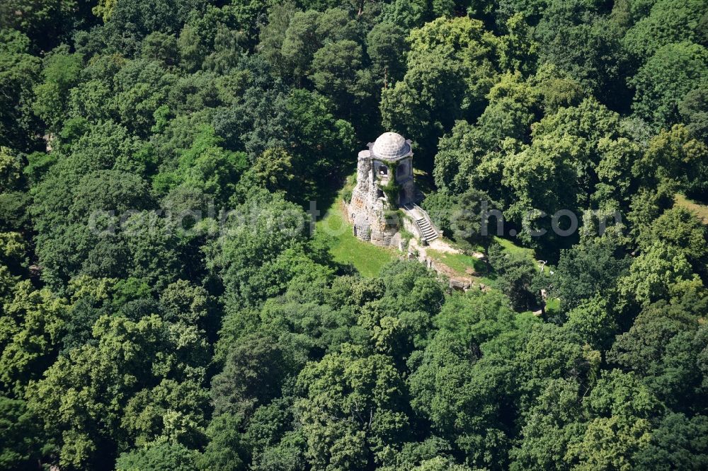 Aerial photograph Halberstadt - Structure of the observation tower Belvedere in nature park Spiegelsberge in Halberstadt in the state Saxony-Anhalt