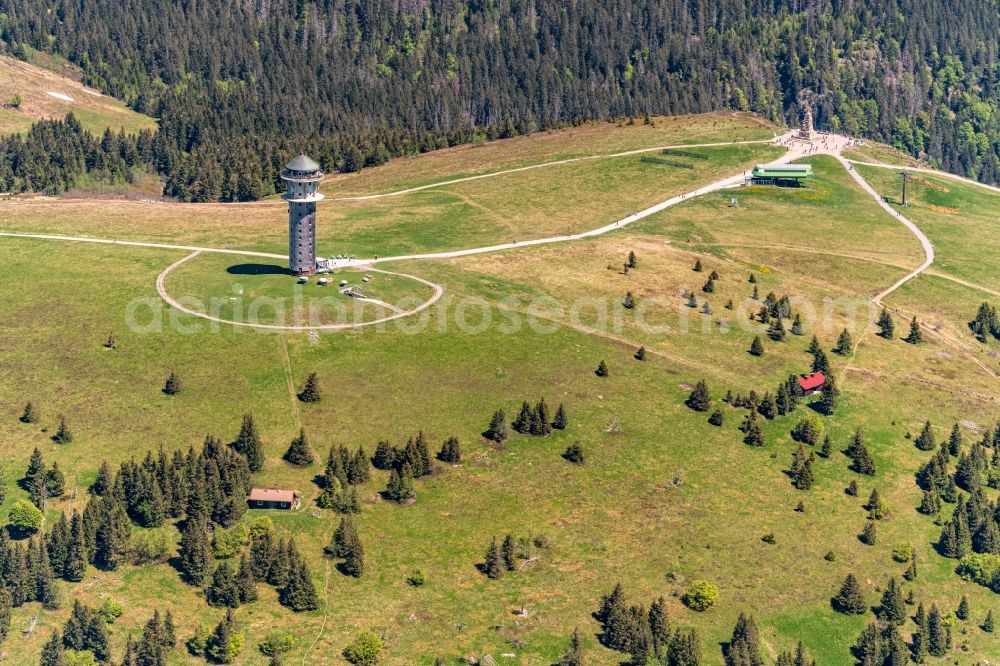 Aerial image Feldberg (Schwarzwald) - Structure of the observation tower on the mountaintop in Feldberg (Schwarzwald) at Schwarzwald in the state Baden-Wuerttemberg, Germany